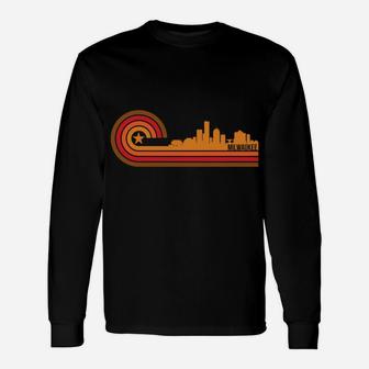 Retro Milwaukee Cityscape - Milwaukee Wi Skyline Unisex Long Sleeve | Crazezy CA