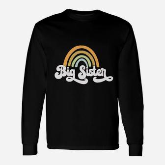 Retro Rainbow Big Sister Sibling Reveal Announcement Unisex Long Sleeve | Crazezy
