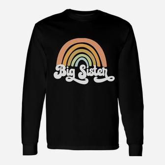 Retro Rainbow Big Sister Sibling Reveal Announcement Unisex Long Sleeve | Crazezy CA