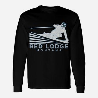 Retro Ski Red Lodge, Montana Illustration - Vintage Snow Ski Unisex Long Sleeve | Crazezy