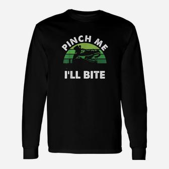 Retro St Patricks Day Pinch Me I Will Bite Irish Dinosaur Dino Long Sleeve T-Shirt - Monsterry AU