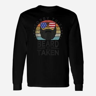 Retro Style Sorry This Beard Is Taken American Flag Unisex Long Sleeve | Crazezy CA