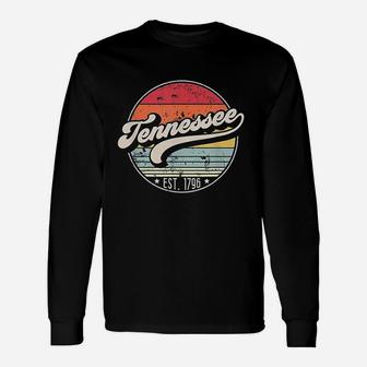 Retro Tennessee Home State Tn Cool 70s Style Sunset Long Sleeve T-Shirt - Thegiftio UK