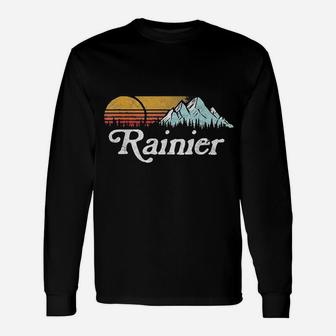 Retro Vibe Mount Rainier Vintage Mountains Sun Unisex Long Sleeve | Crazezy