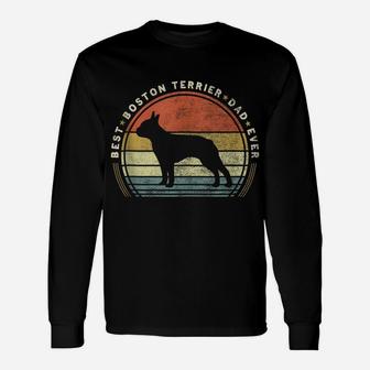 Retro Vintage Best Boston Terrier Dad Ever Father Day Unisex Long Sleeve | Crazezy CA