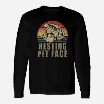 Retro Vintage Resting Pit Face Pitbull Unisex Long Sleeve | Crazezy UK