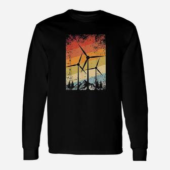 Retro Windmill Wind Energy Farm Turbine Environment Gift Unisex Long Sleeve | Crazezy