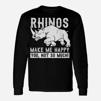 Rhino Shirt Happy Gift Idea Animal Rights Pachyderm Unisex Long Sleeve | Crazezy AU