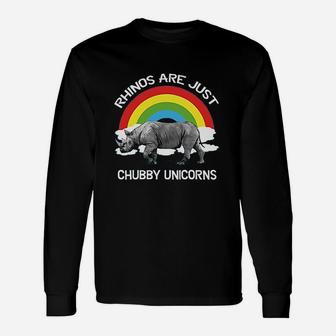 Rhinos Are Just Chubby Unicorns Printed Unisex Long Sleeve | Crazezy DE