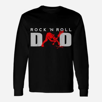 Rock N Roll Dad Fathers Day - Vintage Guitar Player Gift Unisex Long Sleeve | Crazezy CA