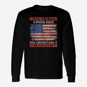 Rodbuster American Welder Flag Iron Worker Unisex Long Sleeve | Crazezy