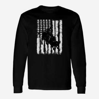 Rodeo Bull Riding Distressed Grunge American Flag Keepsake Shirt Long Sleeve T-Shirt - Thegiftio UK