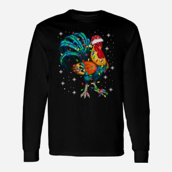 Rooster Chicken Christmas Tree Santa Hat Funny Xmas Lights Sweatshirt Unisex Long Sleeve | Crazezy AU