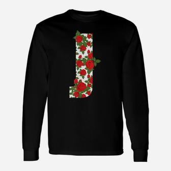Rose Letter J Initial Colourful Flower Roses Style Unisex Long Sleeve | Crazezy AU