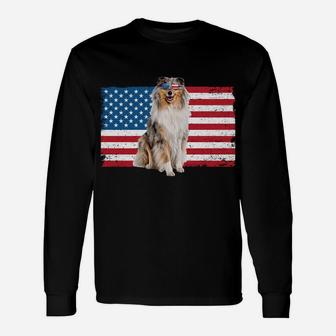Rough Collie Dad American Flag Collie Dog Lover Owner Funny Sweatshirt Unisex Long Sleeve | Crazezy AU