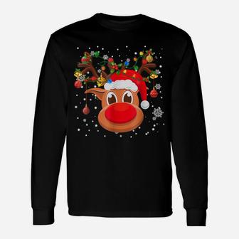 Rudolph Red Nose Reindeer Santa Christmas Unisex Long Sleeve | Crazezy CA