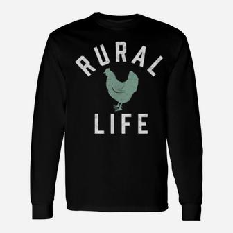 Rural Life Chicken Hen Farmer Retro Distressed Long Sleeve T-Shirt - Monsterry UK