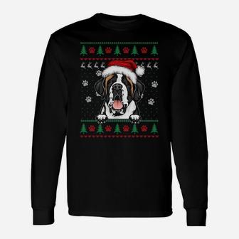 Saint Bernard Christmas Ugly Sweater Funny Dog Lover Gift Sweatshirt Unisex Long Sleeve | Crazezy CA