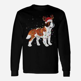 Saint Bernard Santa Hat Reindeer Christmas Lights Xmas Gift Sweatshirt Unisex Long Sleeve | Crazezy AU
