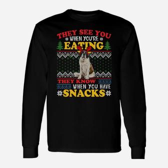 Saint Bernard Ugly Christmas They See You're Eating Xmas Sweatshirt Unisex Long Sleeve | Crazezy