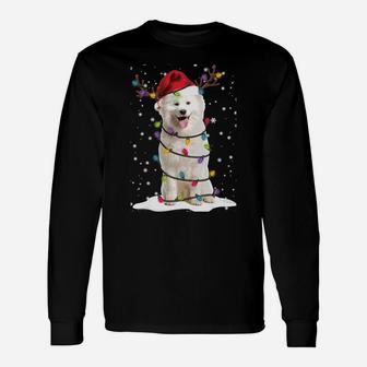 Samoyed Christmas Tree Light Pajama Dog Lover Xmas Gift Sweatshirt Unisex Long Sleeve | Crazezy