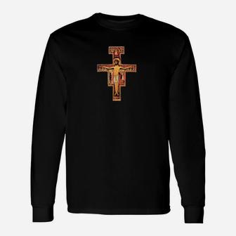 San Damiano Cross Catholic Saint Long Sleeve T-Shirt - Monsterry