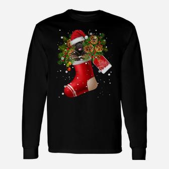 Santa Akita In Christmas Sock Pajama Sweatshirt Unisex Long Sleeve | Crazezy