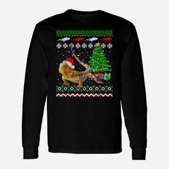 Santa Bearded Dragon Christmas Ugly Sweater Bearded Dragon Unisex Long Sleeve | Crazezy