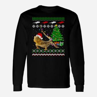 Santa Bearded Dragon Christmas Ugly Sweater Bearded Dragon Unisex Long Sleeve | Crazezy