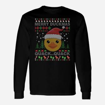 Santa Claus & Rubber Duck Ugly Christmas | Quack Gifts Sweatshirt Unisex Long Sleeve | Crazezy