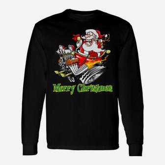Santa Claus Hot Rod Sleigh Merry Christmas Sweatshirt Unisex Long Sleeve | Crazezy DE