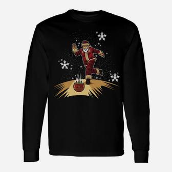 Santa Claus Plays Bowling - Xmas Gift For Your Bowling Team Unisex Long Sleeve | Crazezy