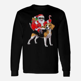 Santa Claus Riding Beagle Xmas Long Sleeve T-Shirt - Monsterry CA