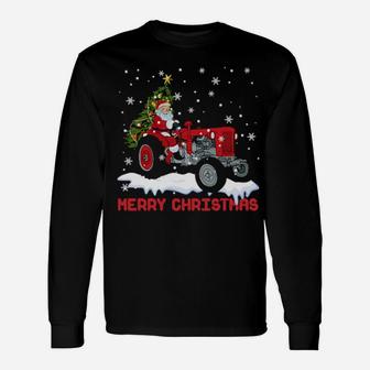 Santa Clause On Machine Long Sleeve T-Shirt - Monsterry