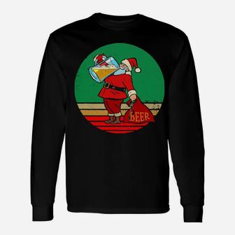 Santa Drinking Beer Long Sleeve T-Shirt - Monsterry DE