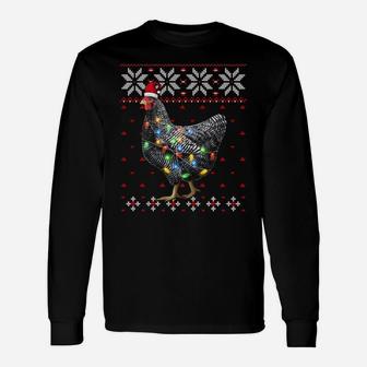 Santa Hat Christmas Lights Chicken Sweater, Funny Xmas Tree Sweatshirt Unisex Long Sleeve | Crazezy CA