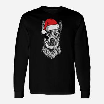 Santa Heeler Australian Cattle Dog Ugly Christmas Sweatshirt Unisex Long Sleeve | Crazezy