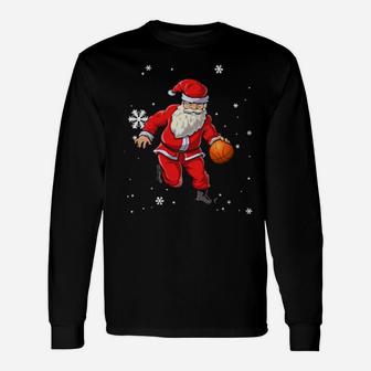 Santa Playing Basketball Long Sleeve T-Shirt - Monsterry DE