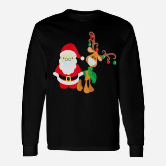 Santa And Reindeer Long Sleeve T-Shirt - Monsterry AU