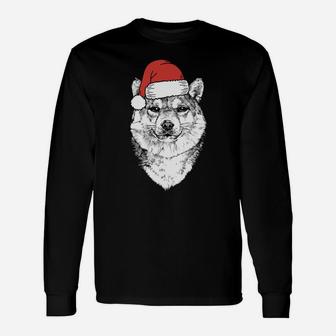 Santa Shiba Inu Dog Ugly Christmas Unisex Long Sleeve | Crazezy DE