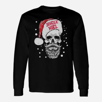 Santa Skull Joyeux Noel Long Sleeve T-Shirt - Monsterry UK
