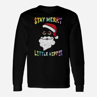 Santa Stay Merry Little Hippie Long Sleeve T-Shirt - Monsterry