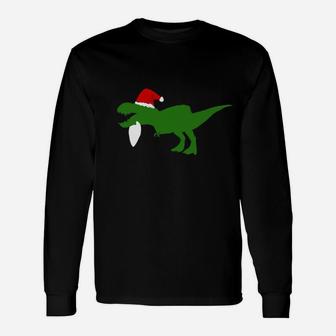 Santa T-Rex Funny Xmas Ho Ho Ho Merry Christmas Pun Gift Unisex Long Sleeve | Crazezy