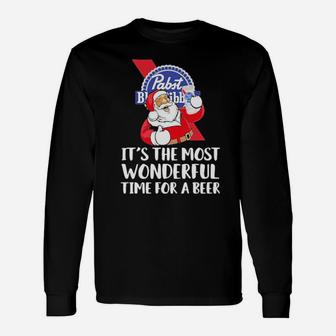 Santa Time For A Beer Long Sleeve T-Shirt - Monsterry