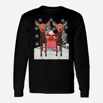 Santa With Two Red-Nosed Reindeers Christmas Special Unisex Long Sleeve | Crazezy DE
