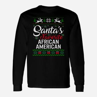 Santas Favorite African American Christmas Ugly Family Sweatshirt Unisex Long Sleeve | Crazezy