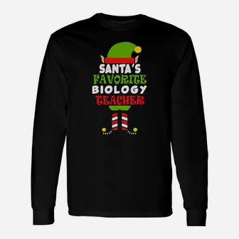 Santa's Favorite Biology Teacher Long Sleeve T-Shirt - Monsterry DE