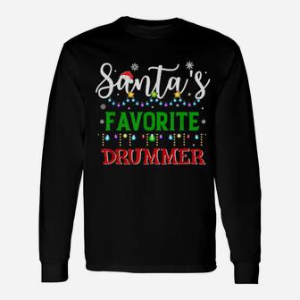 Santa's Favorite Drummer Long Sleeve T-Shirt - Monsterry