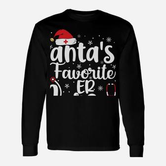 Santa's Favorite Er Nurse Merry Christmas Cute Nurse Gifts Sweatshirt Unisex Long Sleeve | Crazezy