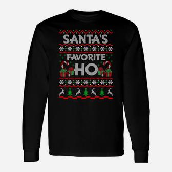 Santa's Favorite Ho Shirt Xmas Ugly Christmas Sweater Sweatshirt Unisex Long Sleeve | Crazezy DE